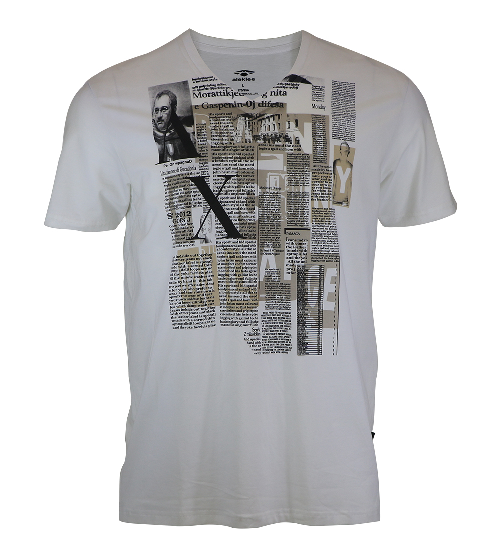 Aleklee v-neck photo print t-shirt AL-6024#